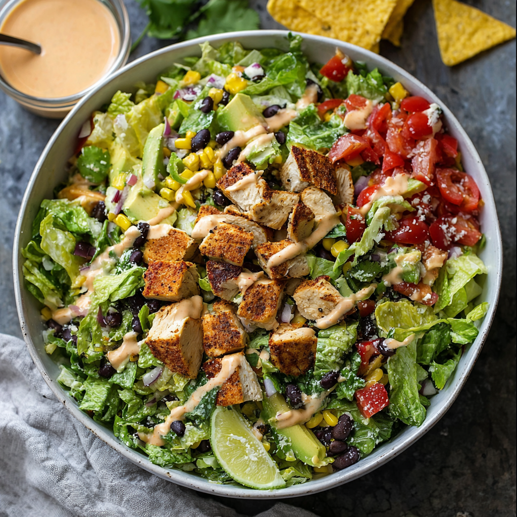 Southwest Chicken Chopped Salad with Creamy Chipotle Dressing