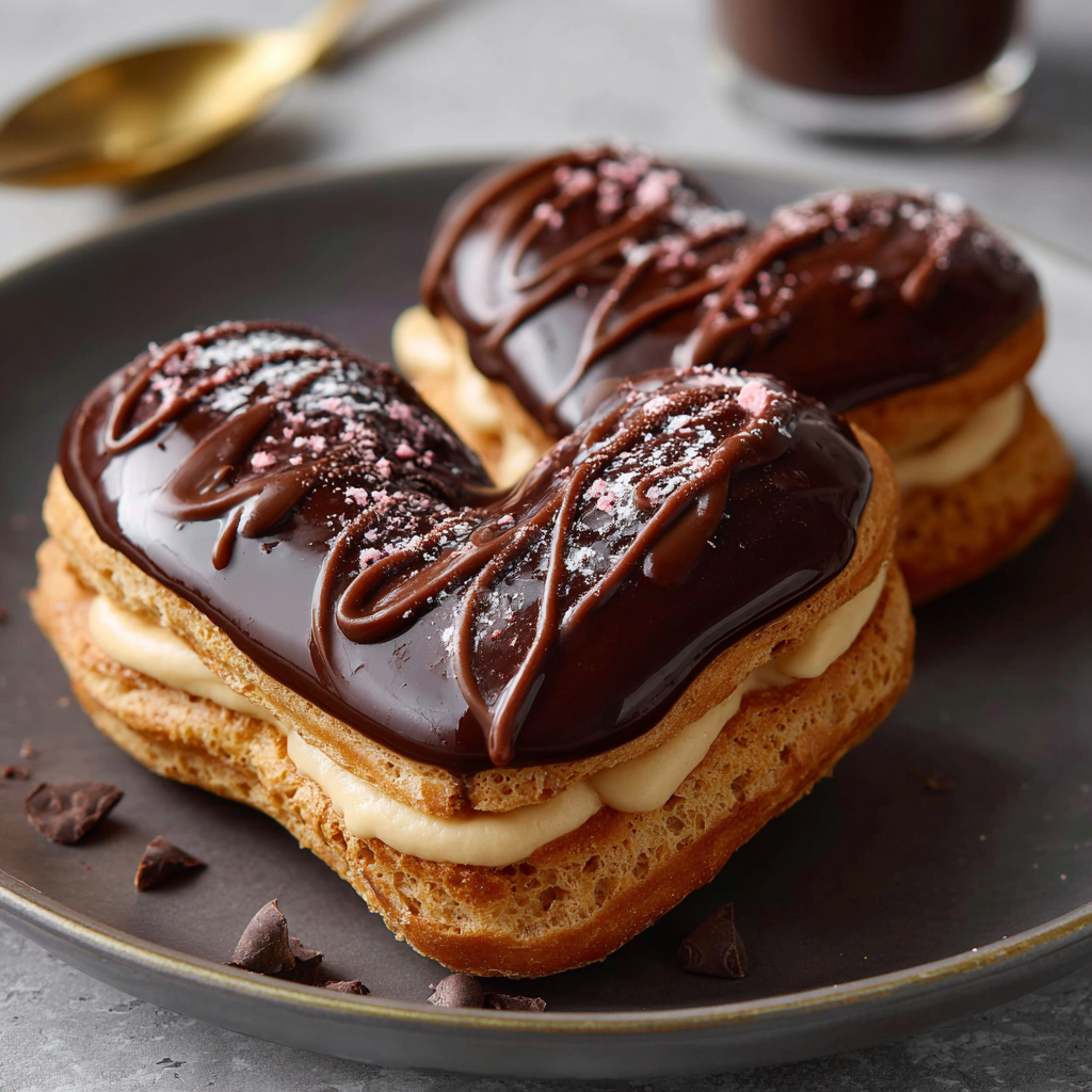 Heart-Shaped Chocolate Éclairs