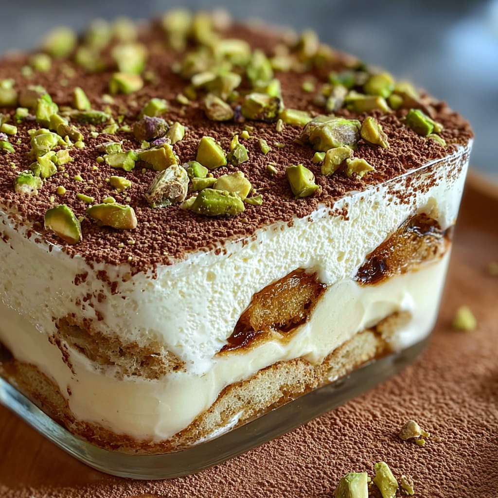 Pistachio Tiramisu with Caramelized Brown Sugar: A Luxurious Twist on a Classic Italian Dessert