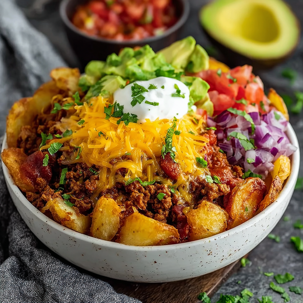 Loaded Potato Taco Bowl (Crispy, High-Protein Dinner)