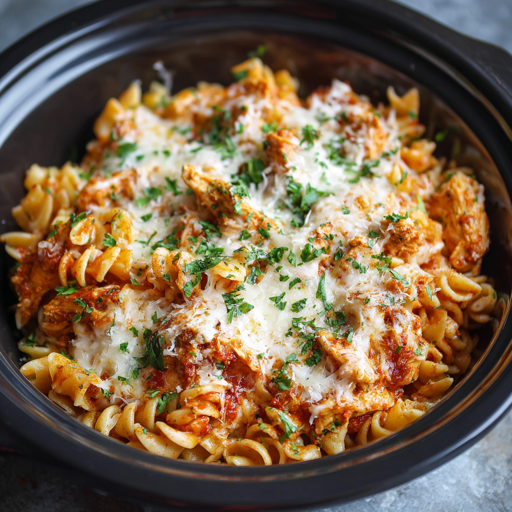 Slow Cooker Chicken Parmesan Pasta