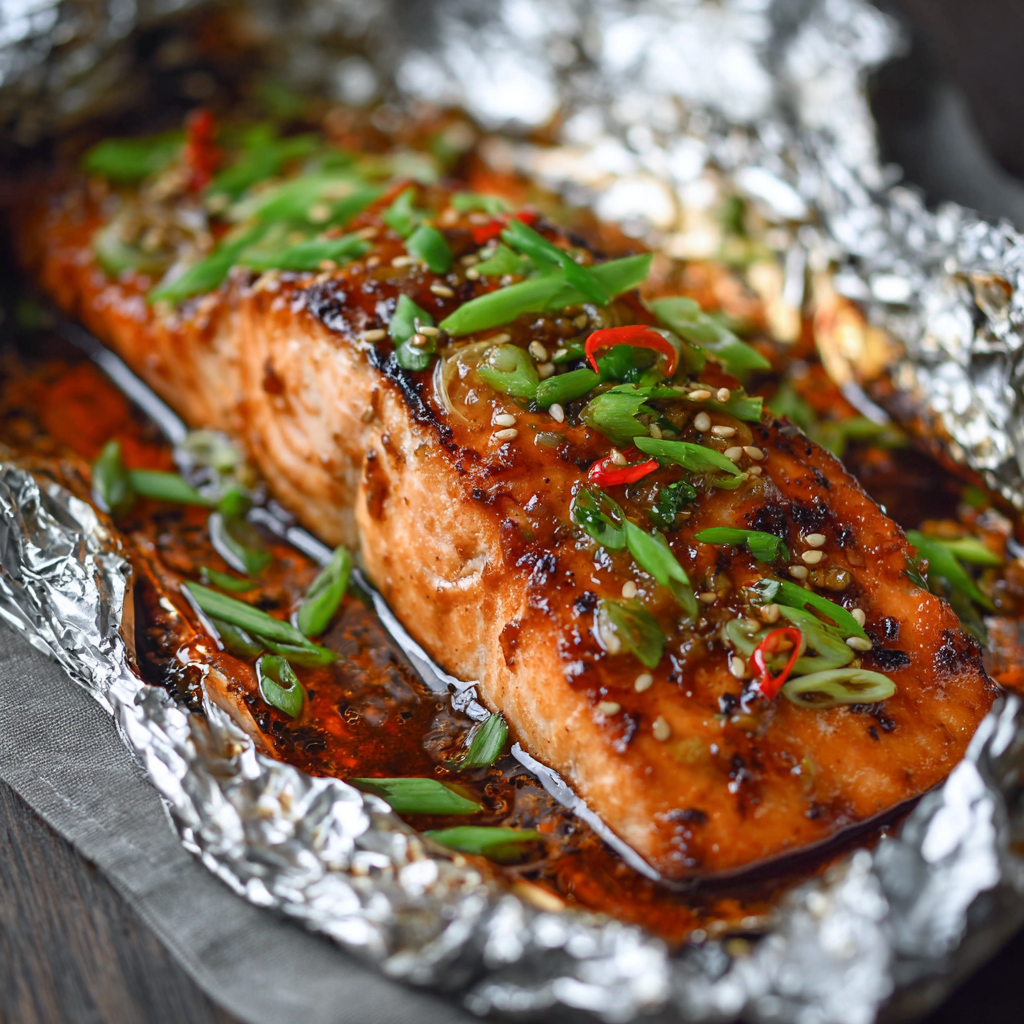 Asian Salmon in Foil – Sticky, Glazed & Ready in 25 Minutes