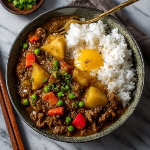 Easy Japanese beef curry served over steamed white rice with tender beef and vegetables in rich curry sauce