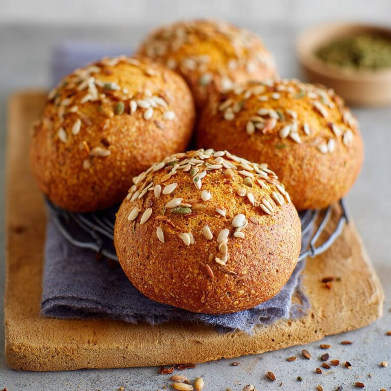 Red lentil bread rolls on a baking tray, golden and freshly baked