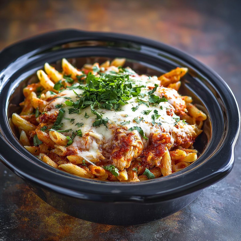 Slow Cooker Chicken Parmesan Pasta – Rich, Saucy & Completely Hands-Off