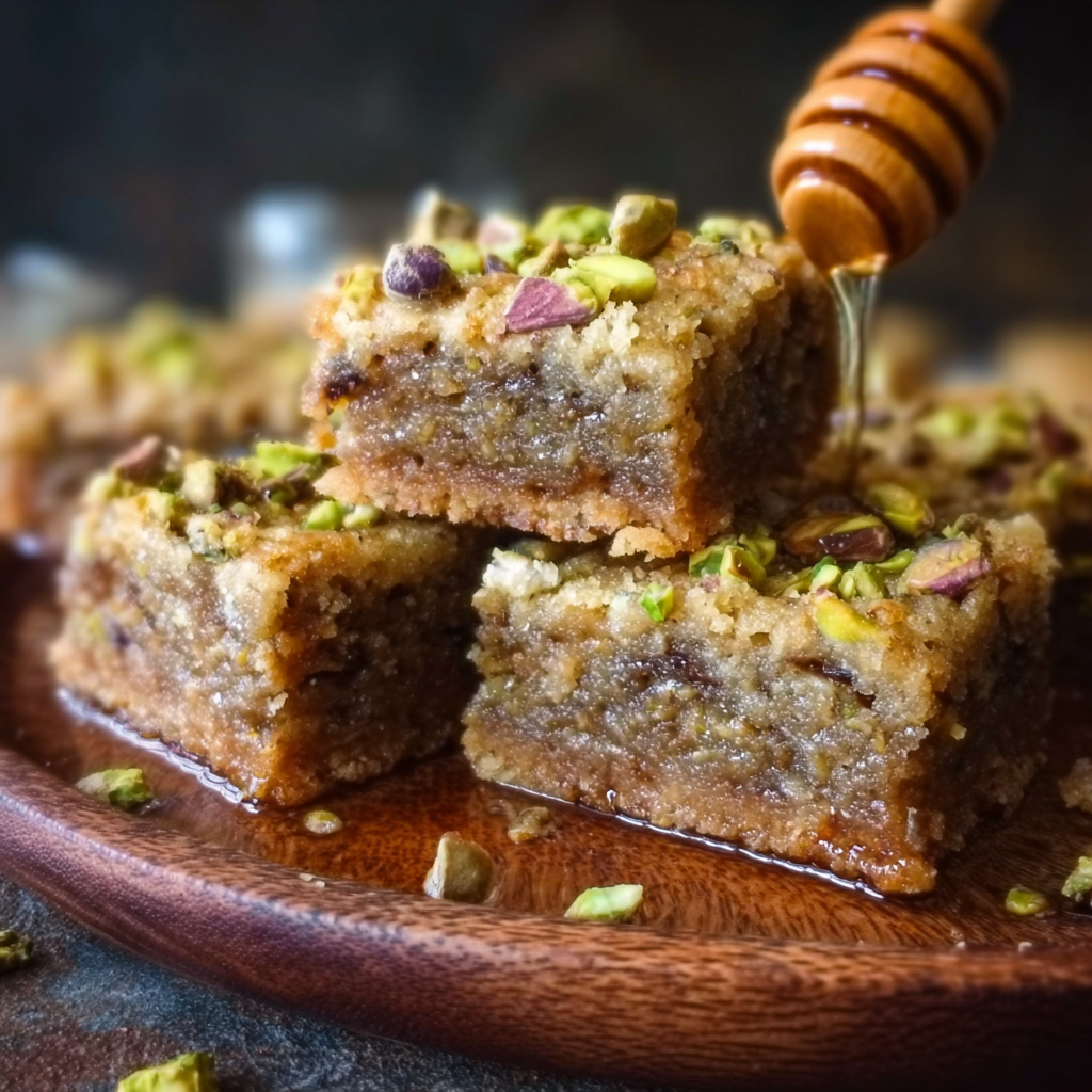 Brown Butter & Honey Pistachio Cookie Bars (Irresistibly Chewy & Nutty)