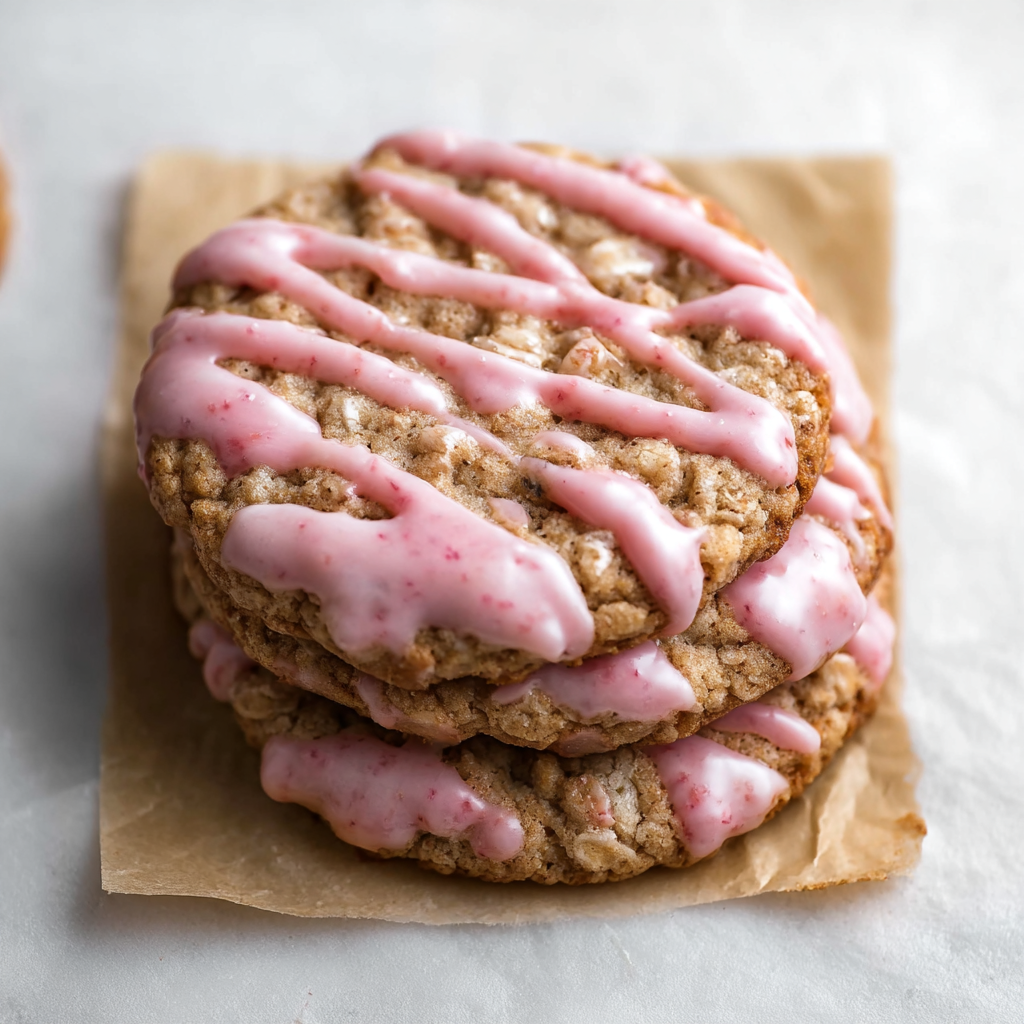 Strawberry Iced Oatmeal Cookies – Soft, Fruity & Perfectly Glazed