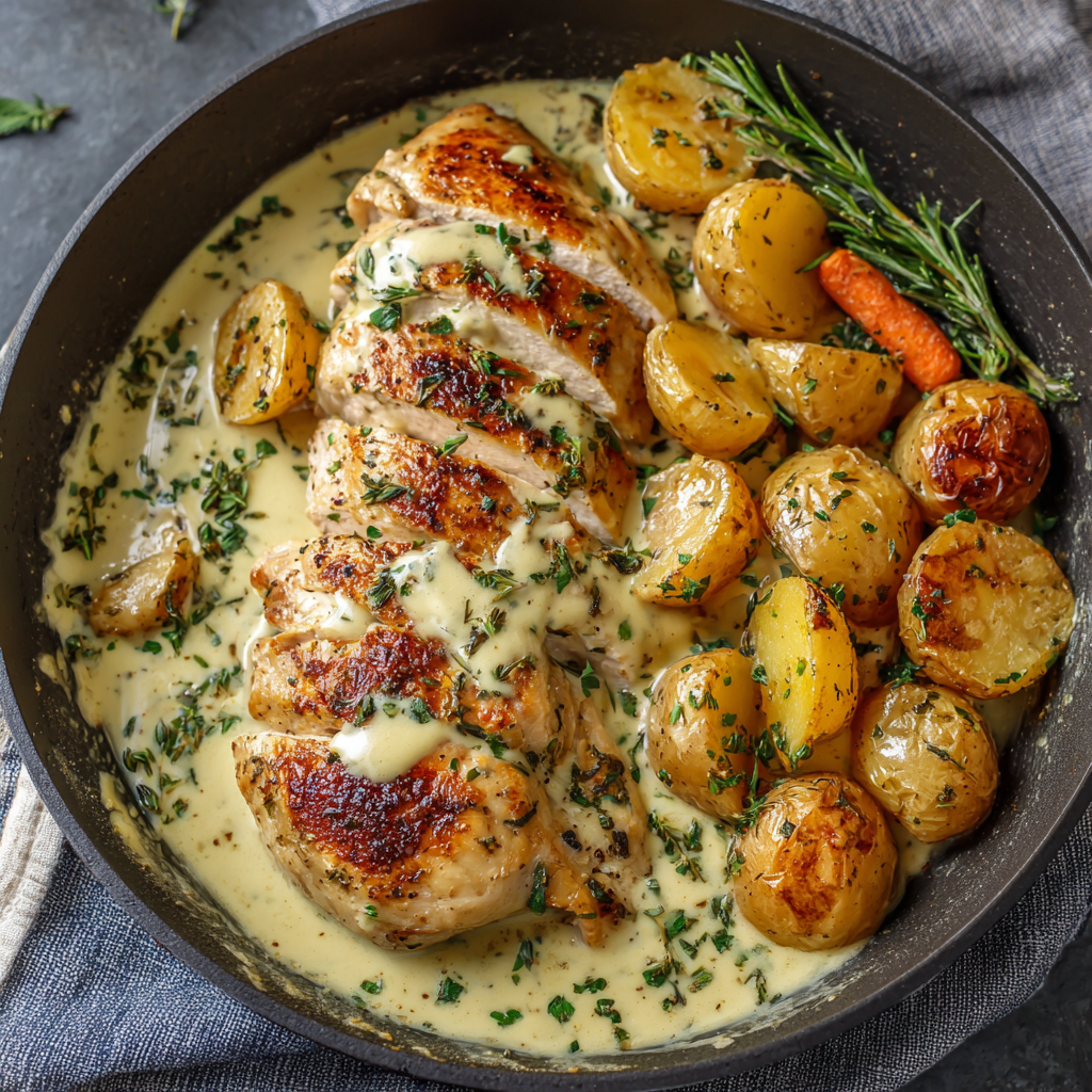 The Culinary Architect: One-Pan Creamy Herb Chicken & Potatoes
