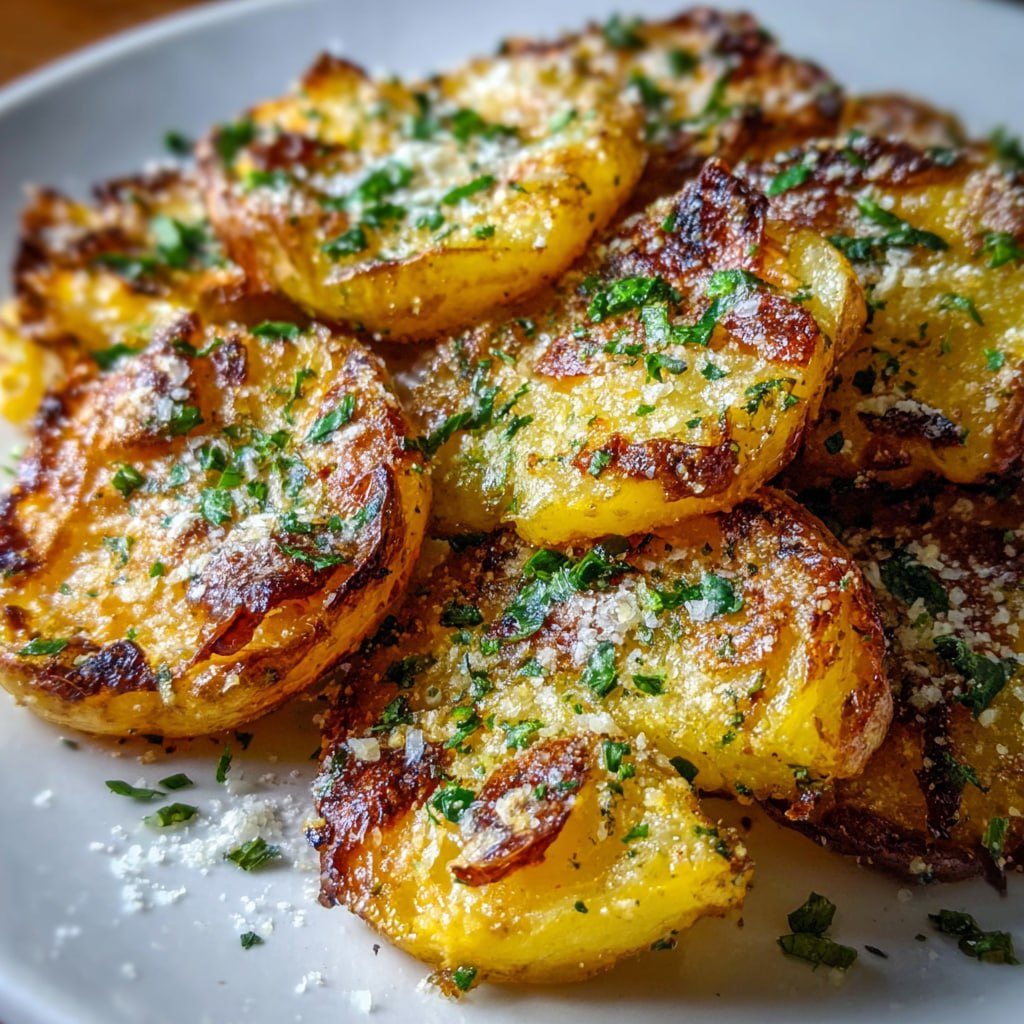 Garlic Parmesan Smashed Potatoes (Crispy, Buttery & Completely Irresistible)