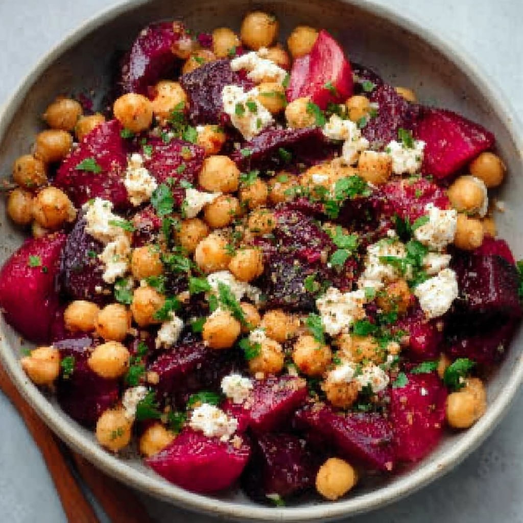 Chickpea, Beet & Feta Salad (10-Minute Bright Pink Power Lunch)