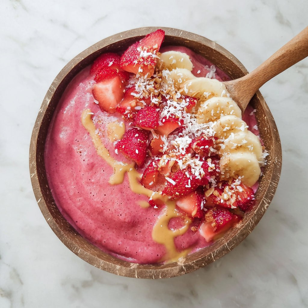 Strawberry Banana Smoothie Bowl (Thick, Creamy & 5-Minute Healthy Breakfast)