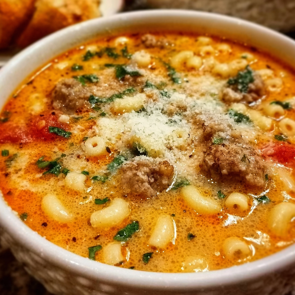 Italian Wedding Soup (Mini Meatballs + Macaroni in Tomato Broth, 50 Min)