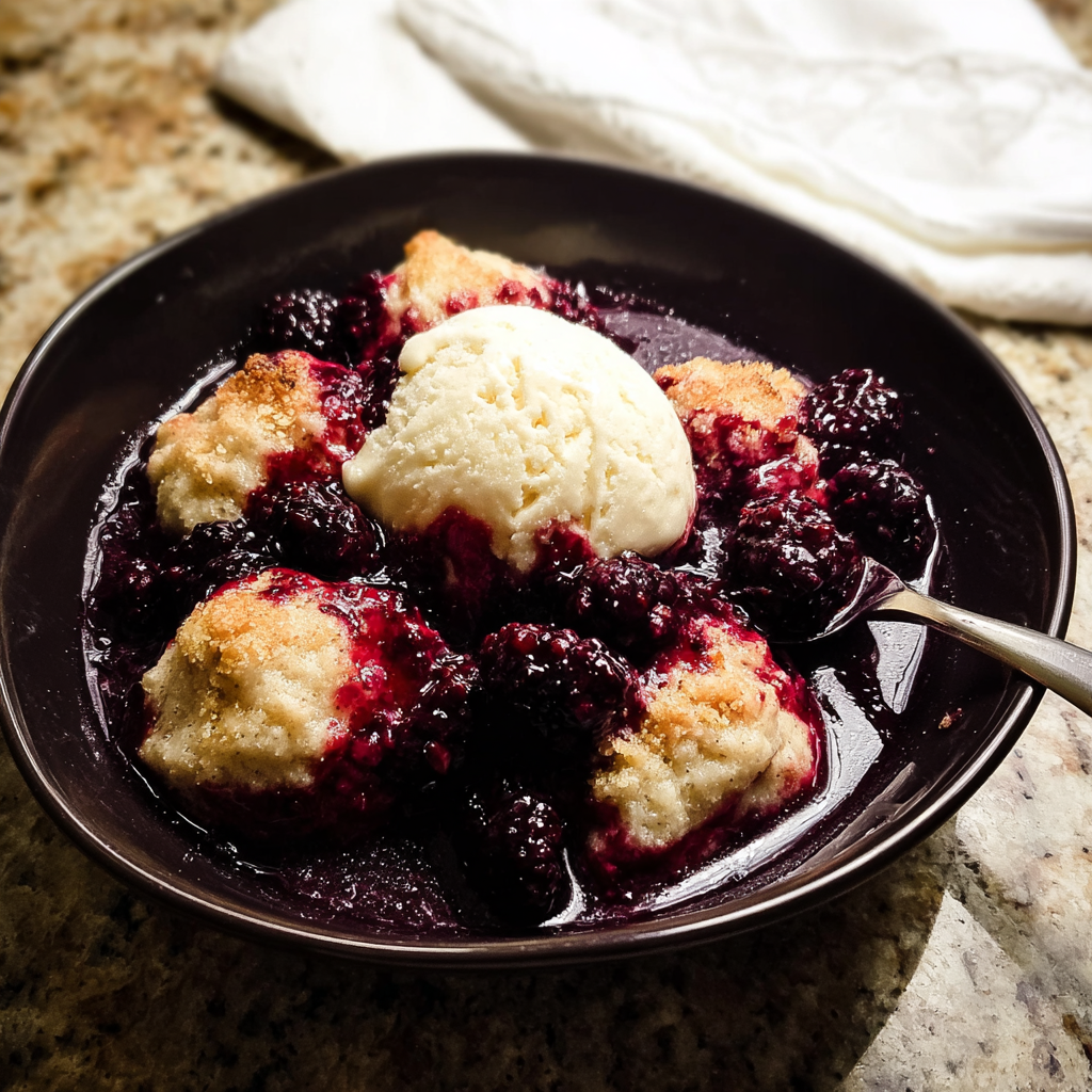 Triple Berry Cobbler (Easy Cast-Iron Summer Dessert With Vanilla Ice Cream, 60 Min)
