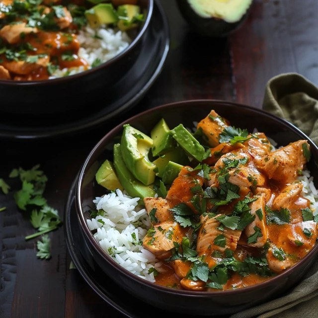Chicken Rice Bowl with Avocado (Seasoned Chicken, Creamy Avocado, Lime, Chipotle, 30 Min)