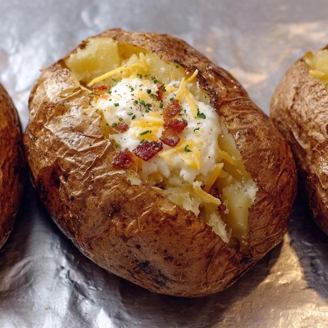 Loaded Baked Potatoes (Crispy Russet, Cheese, Bacon, Sour Cream, Chives, Butter, 80 Min)