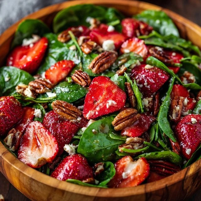 Strawberry Spinach Salad (Baby Spinach, Fresh Strawberries, Feta, Candied Pecans, Poppy Seed Dressing, 15 Min)