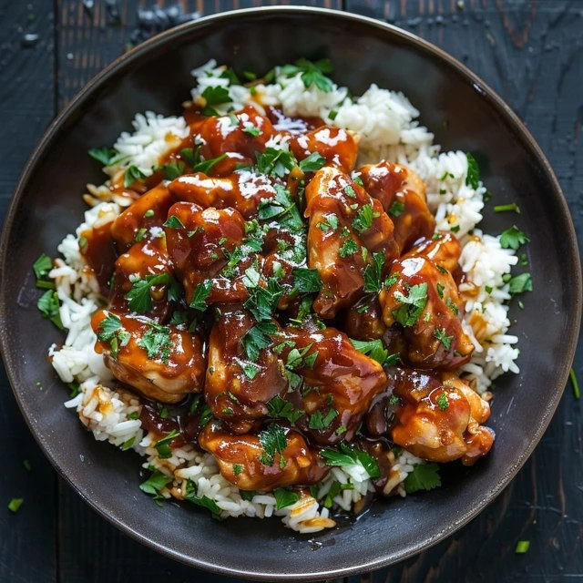 Honey Garlic Chicken Rice Bowl (Sticky Glazed Chicken, Jasmine Rice, Cucumber, Avocado, 30 Min)