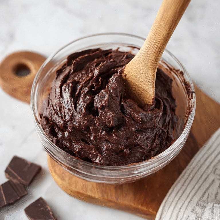Delicious homemade edible brownie batter in a bowl
