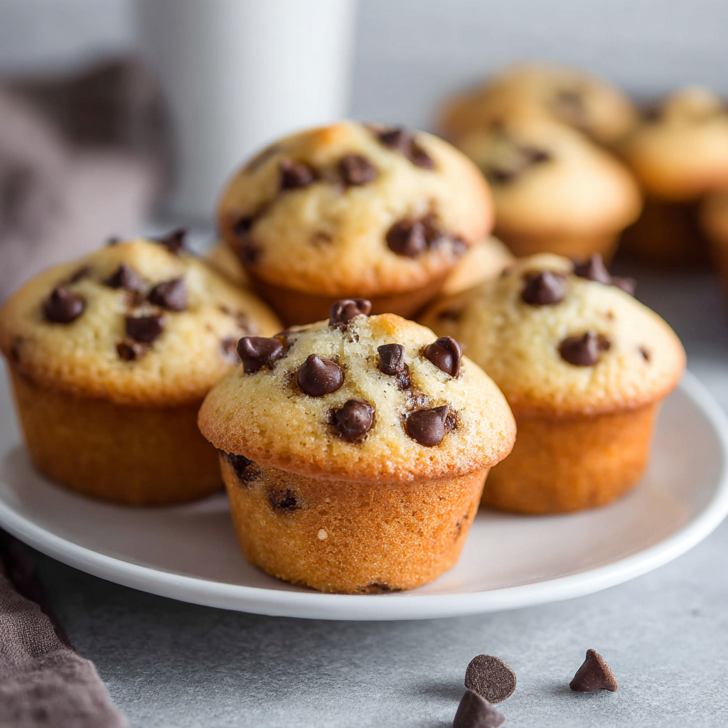 Soft and fluffy chocolate chip muffins ready to enjoy