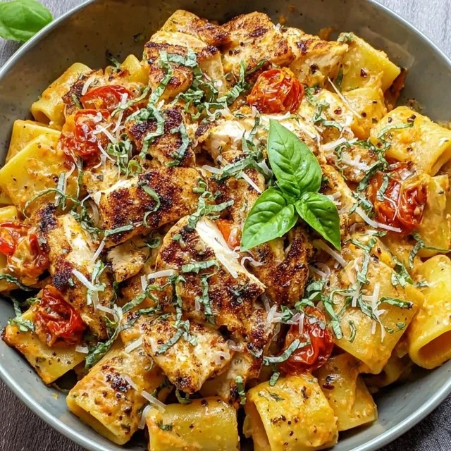 Chicken Rigatoni Pasta (Tuscan Cream Sauce, Sun-Dried Tomatoes, Spinach, 40 Min)