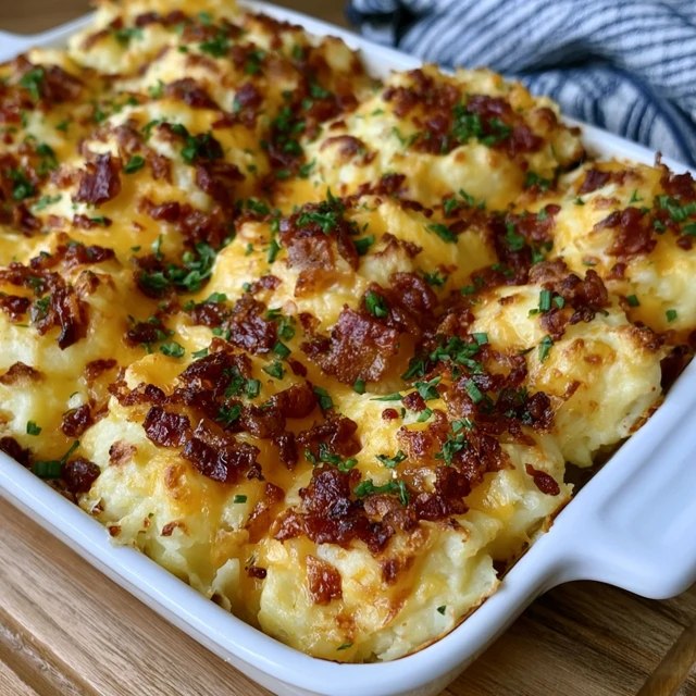 Cheesy Bacon Mashed Potato Casserole (Loaded Make-Ahead Mashed Potato Bake, 60 Min)